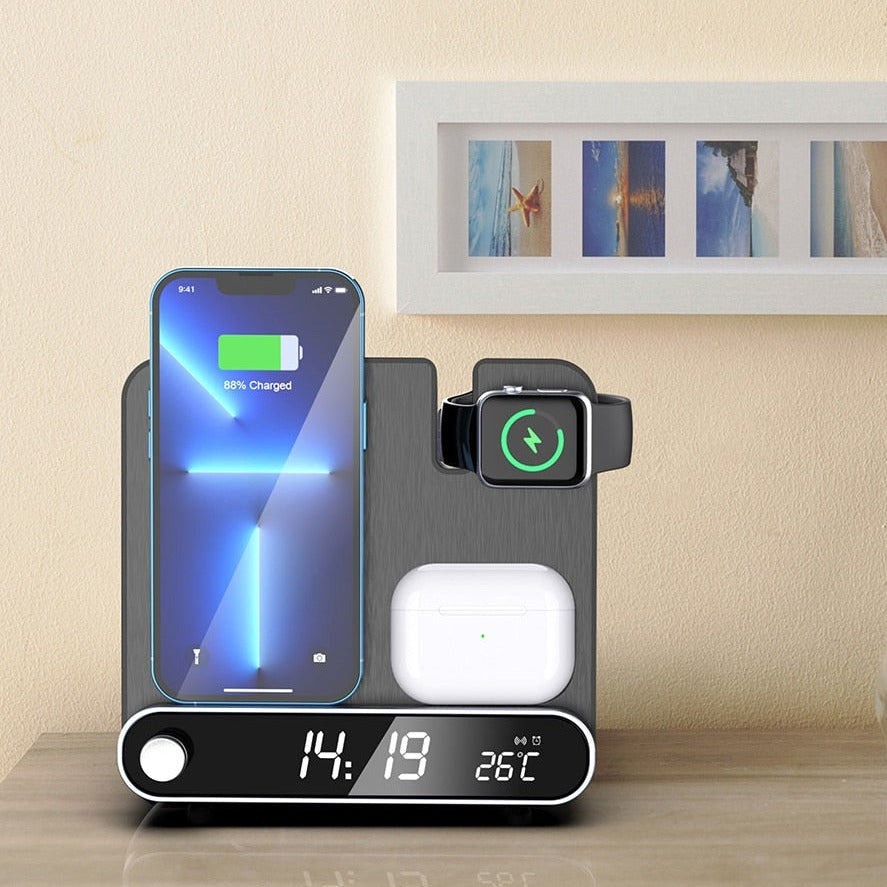 NovaLink 3v1 bezdrátová nabíječka a budík pro iPhone, Apple Watch, AirPods | Lersk