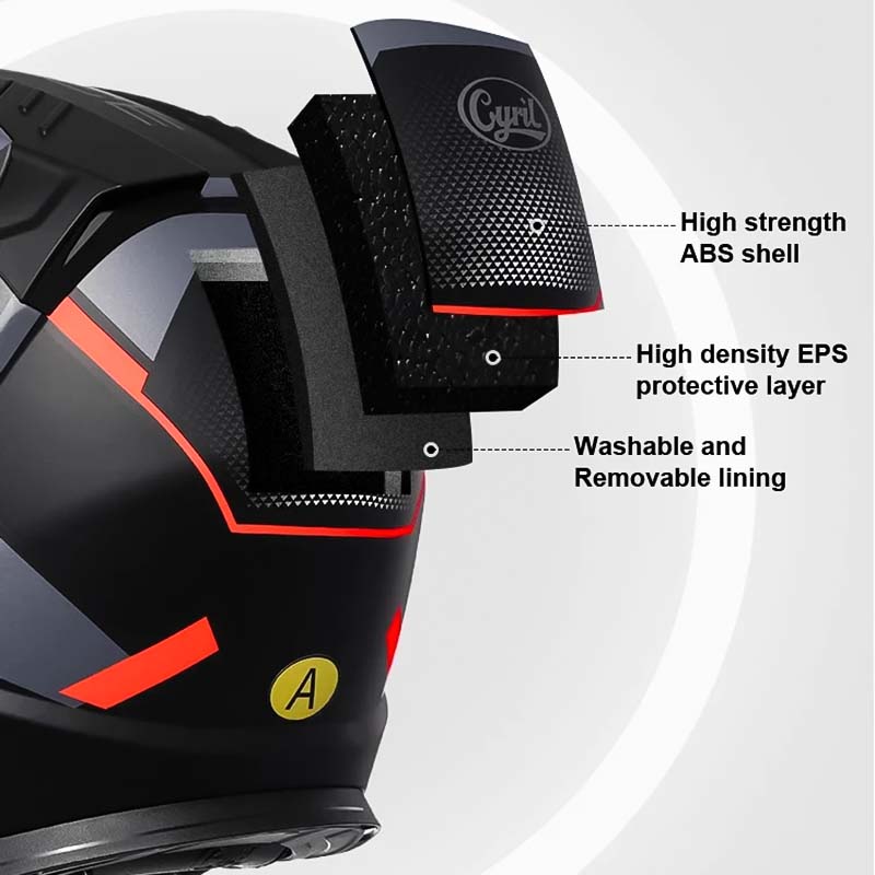 Capacete Modular Flip Up com Dupla Viseira Certificado DOT ECE com Forro Removível para Motociclistas | Lersk