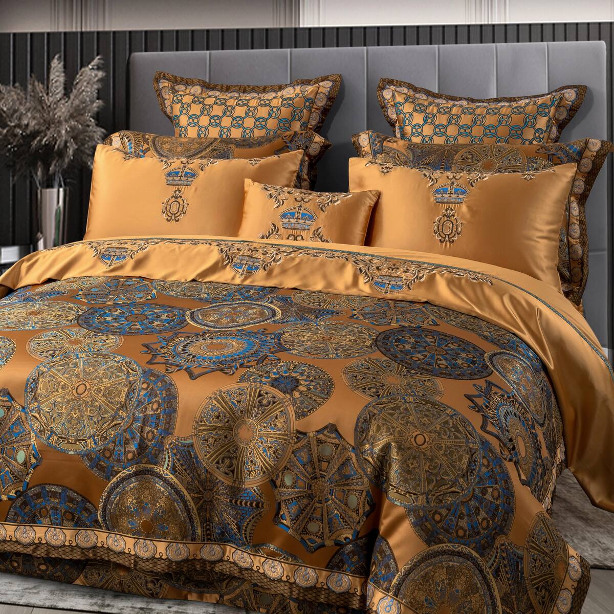 Khalara Satin Cotton Luxury Bedding Set in Royal Tones | Lersk