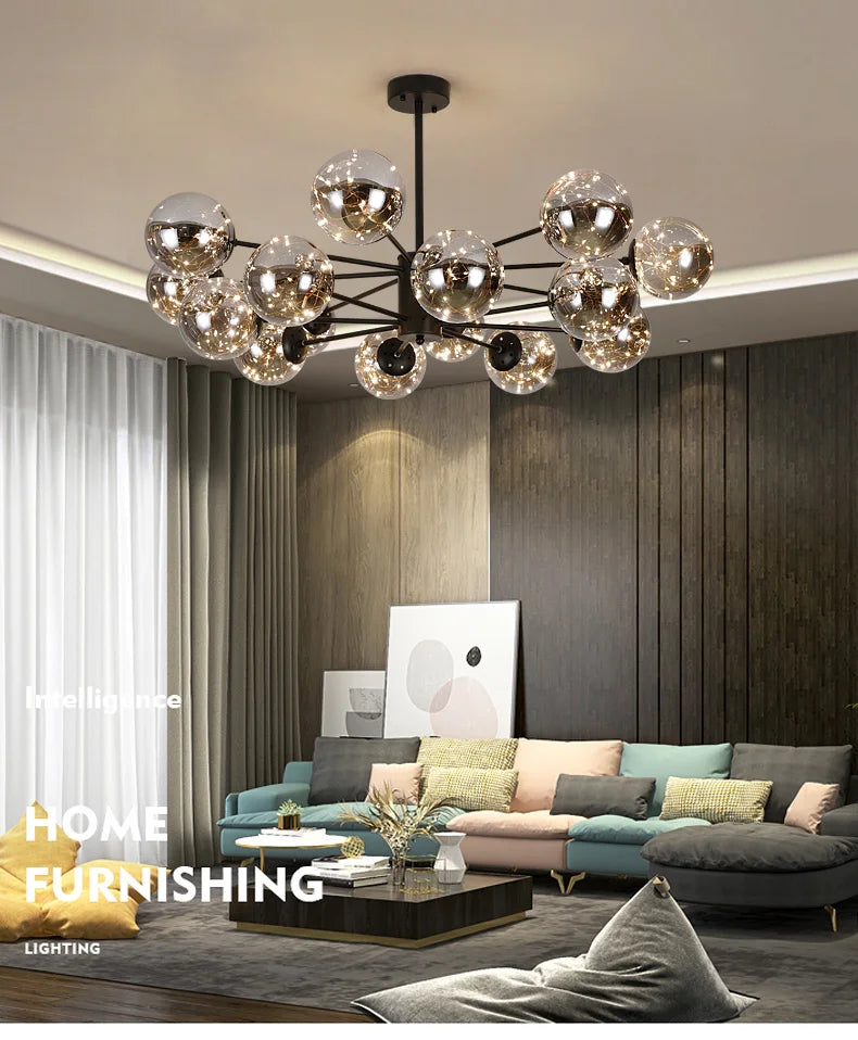 NobleLuminance Glass Globe Chandelier Timeless Luxury For Modern Homes | Lersk