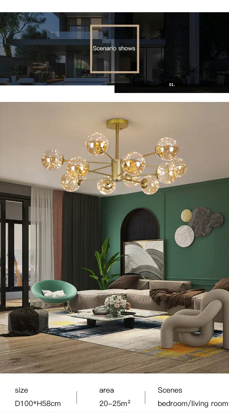Aurene Glass Globe Chandelier Modern Lighting | Lersk