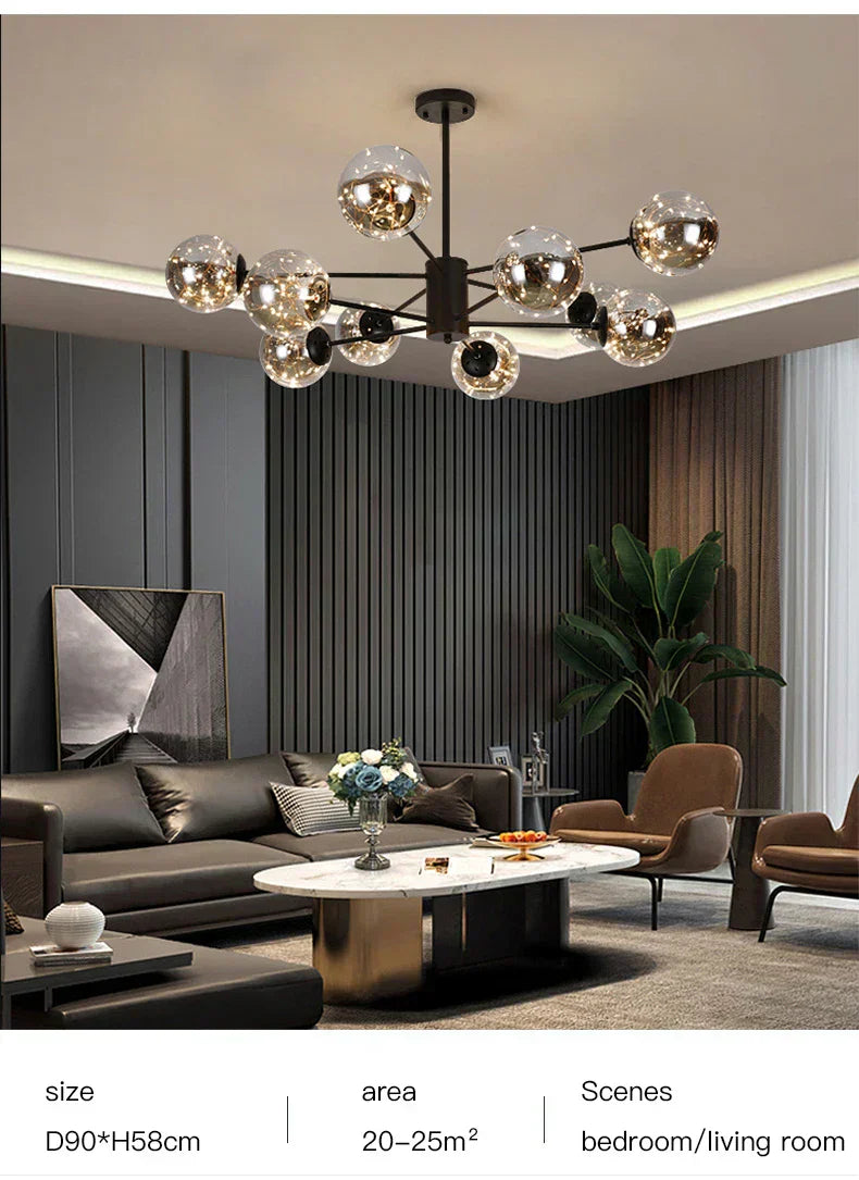 Aurene Glass Globe Chandelier Modern Lighting | Lersk