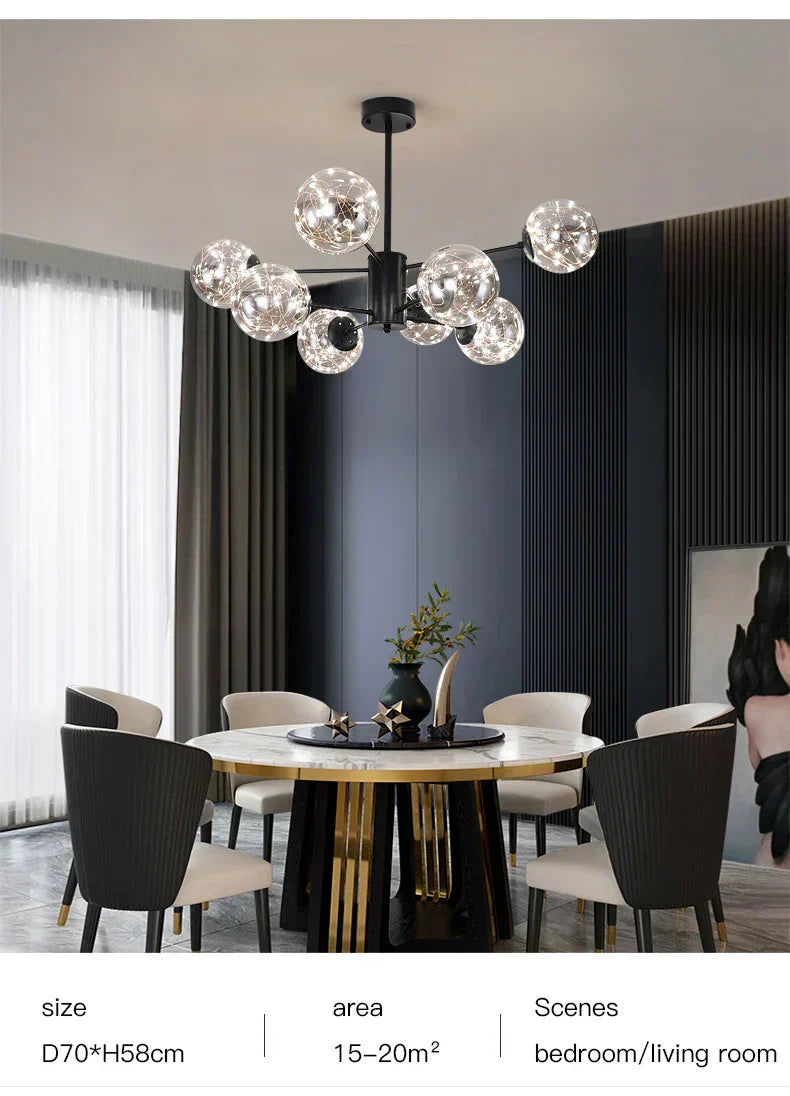 NobleLuminance Glass Globe Chandelier Timeless Luxury For Modern Homes | Lersk