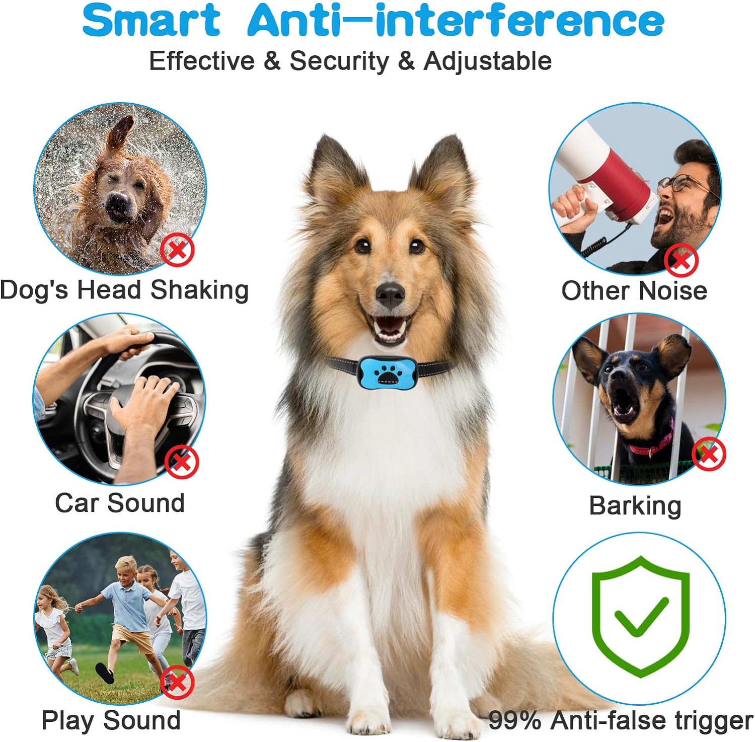 Intelligentes Anti-Bell-Halsband für Hunde Sanftes Training für Hundebesitzer | Lersk