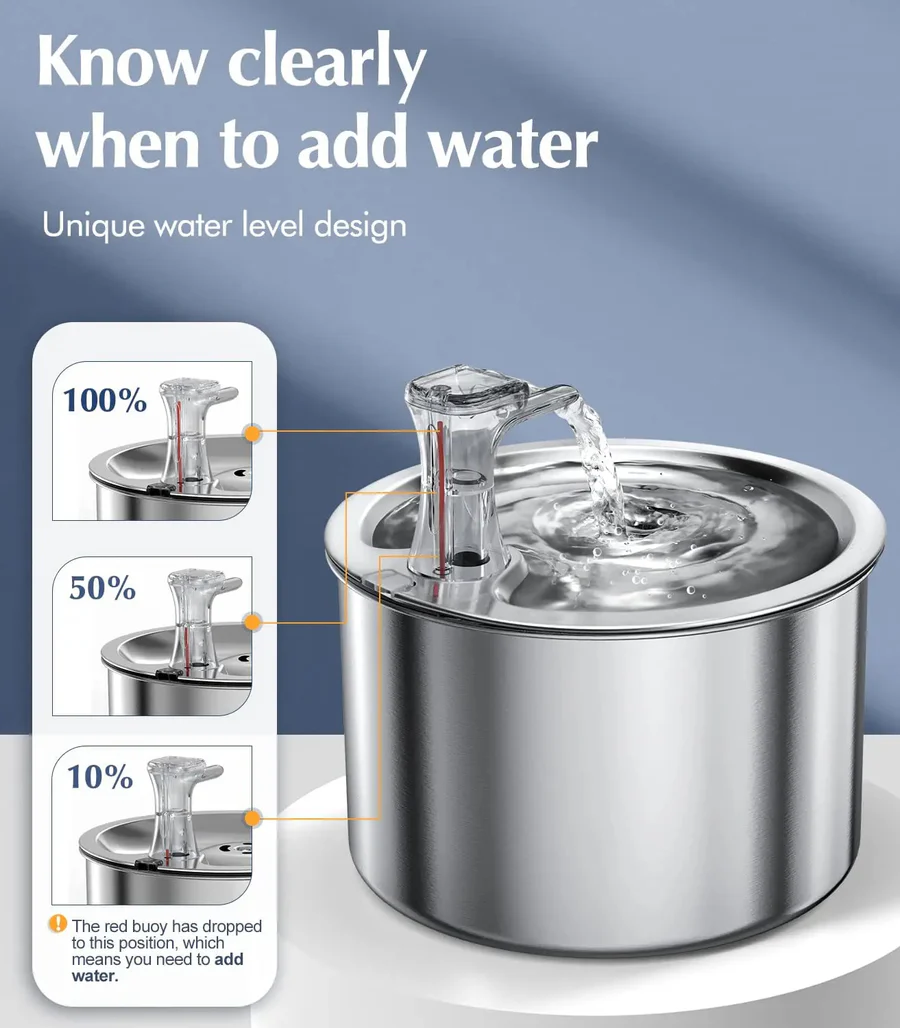PurrFlow Smart Cat Water Fountain Stainless Steel With Filter And Auto Sensor For Cats | Lersk