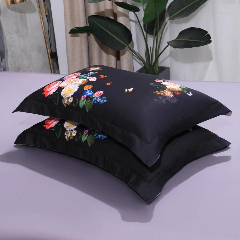 Parure de housse de couette en coton égyptien imprimé noir Noctiluxe | Lersk