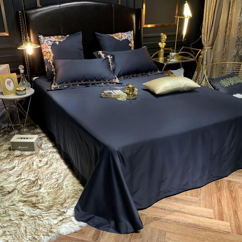 Nylara Black Egyptian Cotton Printed Duvet Cover Set | Lersk