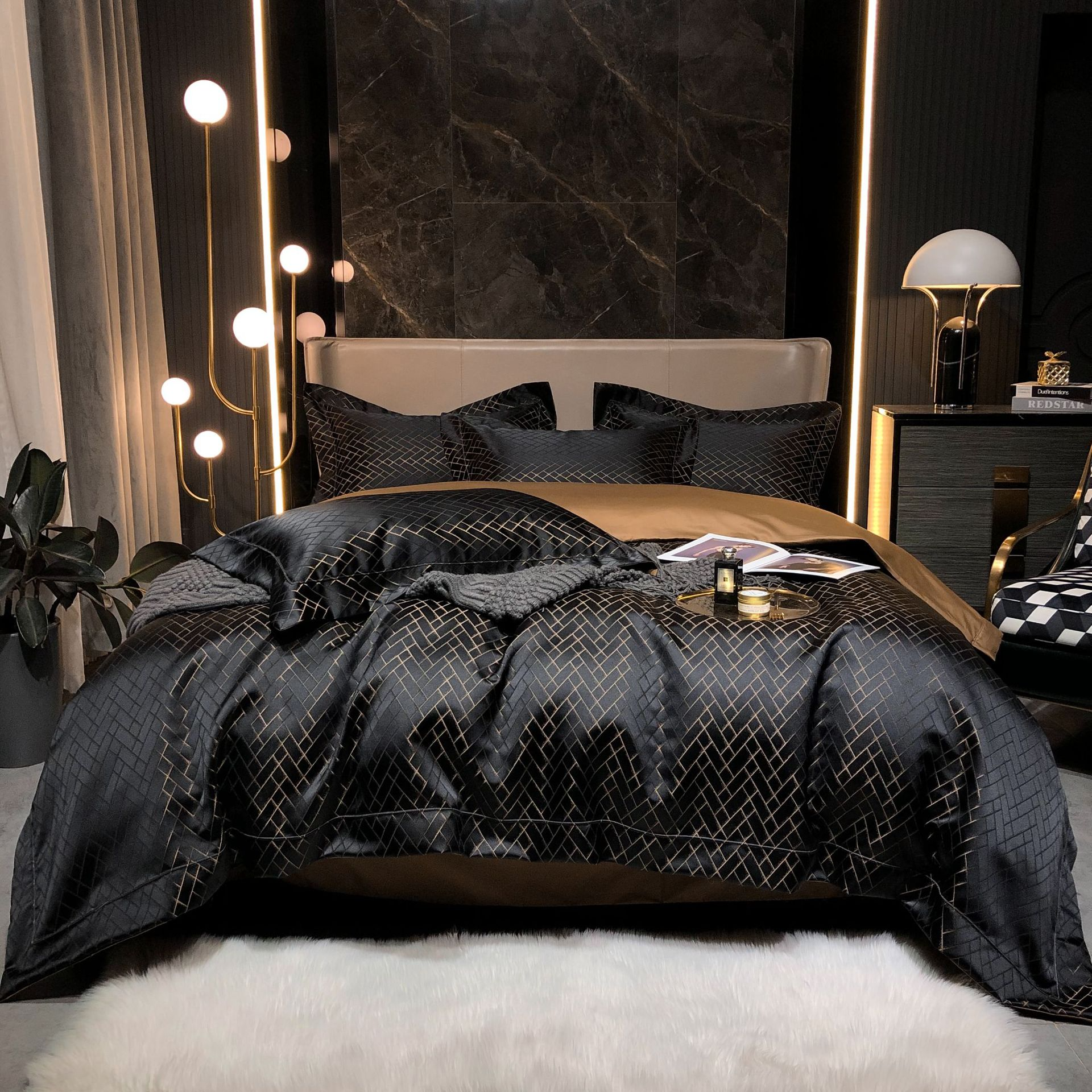 Novara Luxe Jacquard Duvet Cover Set For Bedroom Decor | Lersk