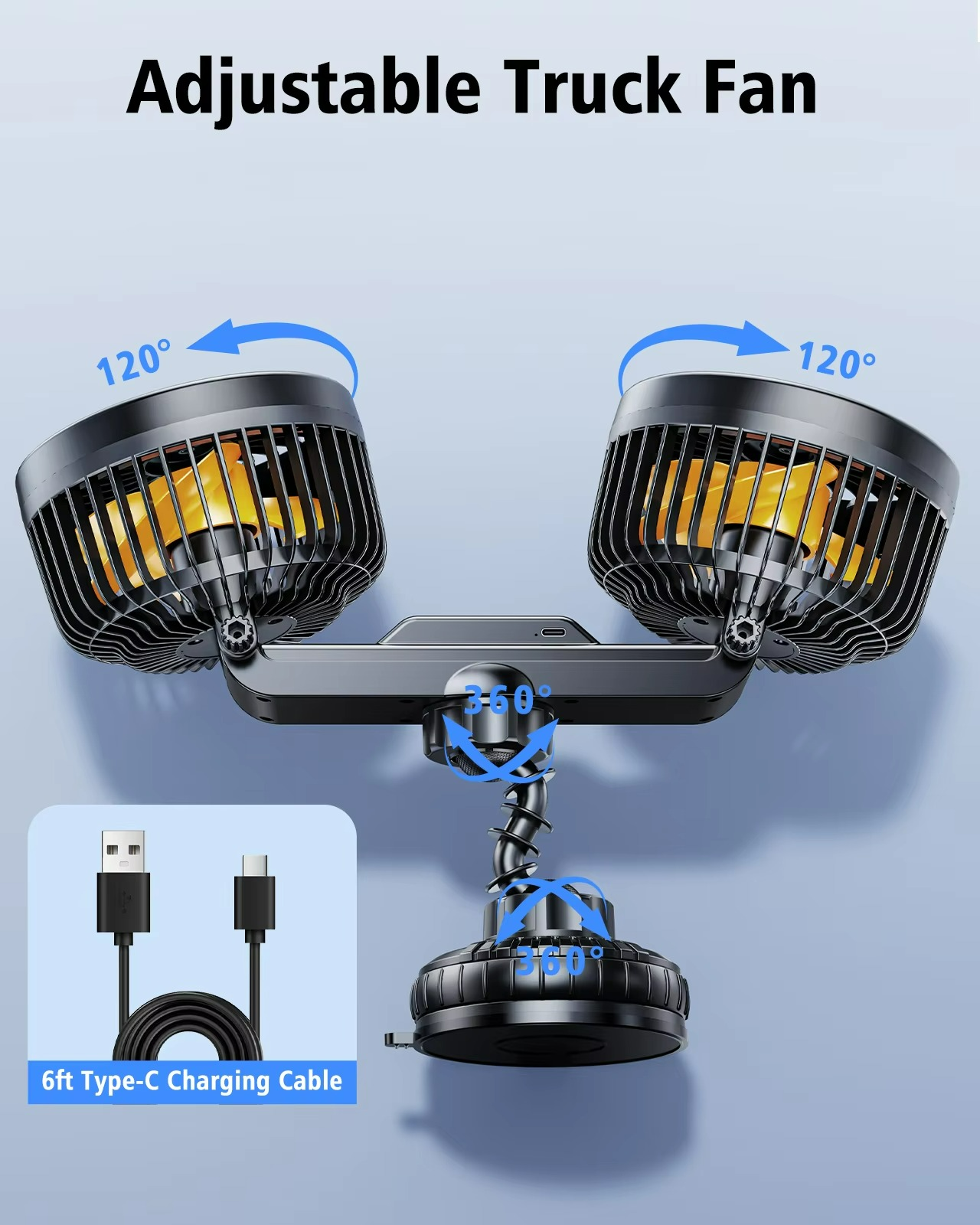 AeroBreeze Auto-Ventilator kabellos mit 4000mAh Akku und drei Geschwindigkeitsstufen für Fahrkomfort | Lersk