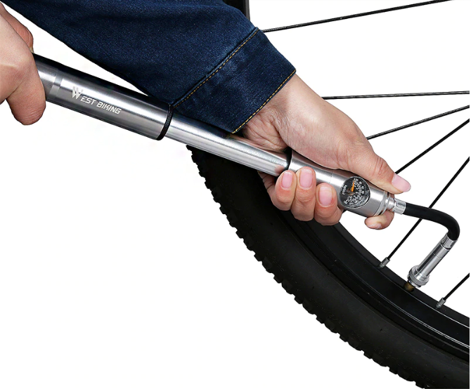 VeloMate Mini Hand Bike Pump, Aluminum, Hidden Hose, Mount | Lersk