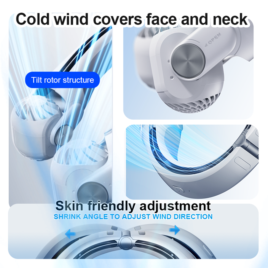 Ventilador portátil de cuello CirrusWave con ángulos ajustables de 45° | Lersk