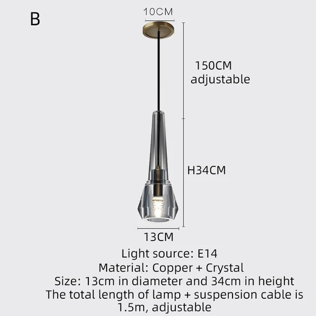 Asterra Premium Full Copper K9 Crystal LED Pendant Lights | Lersk