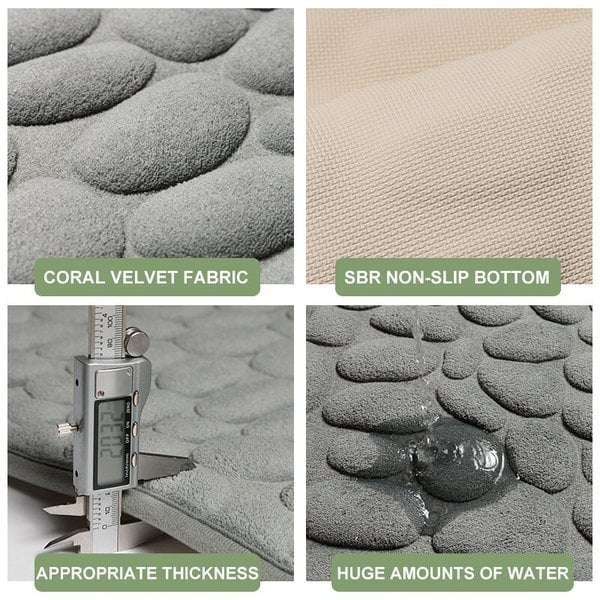 Cobblestone Embossed Bath Mat For Family Safe Absorbent Comfort | Lersk