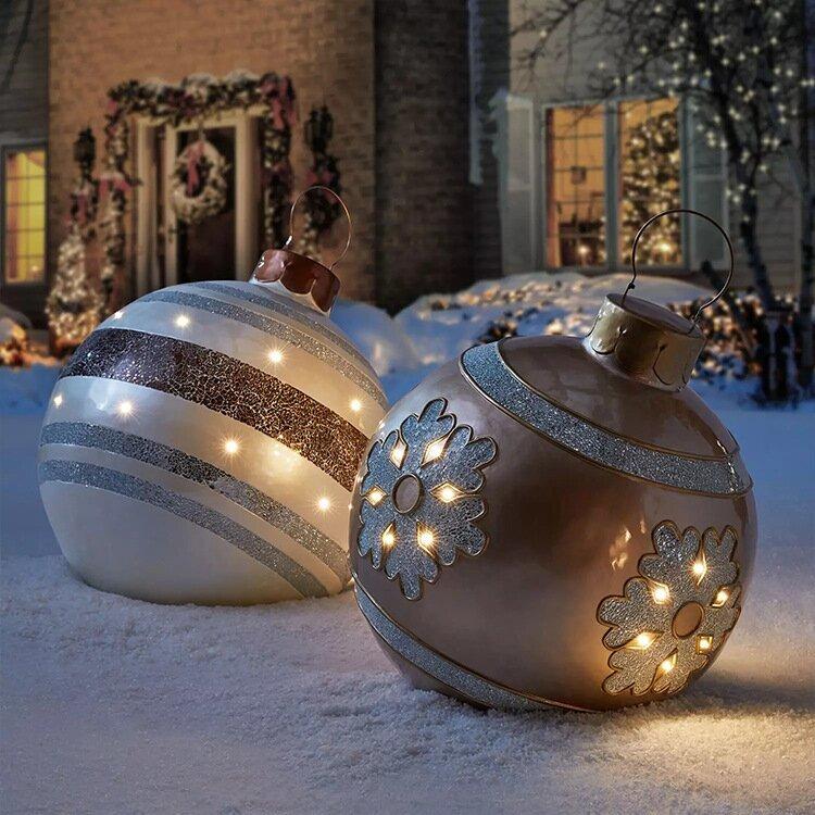 Nafukovací vánoční dekorativní koule | PVC venkovní koule | Odolné proti povětrnostním vlivům a opakovaně použitelné | Různé vzory | Lersk