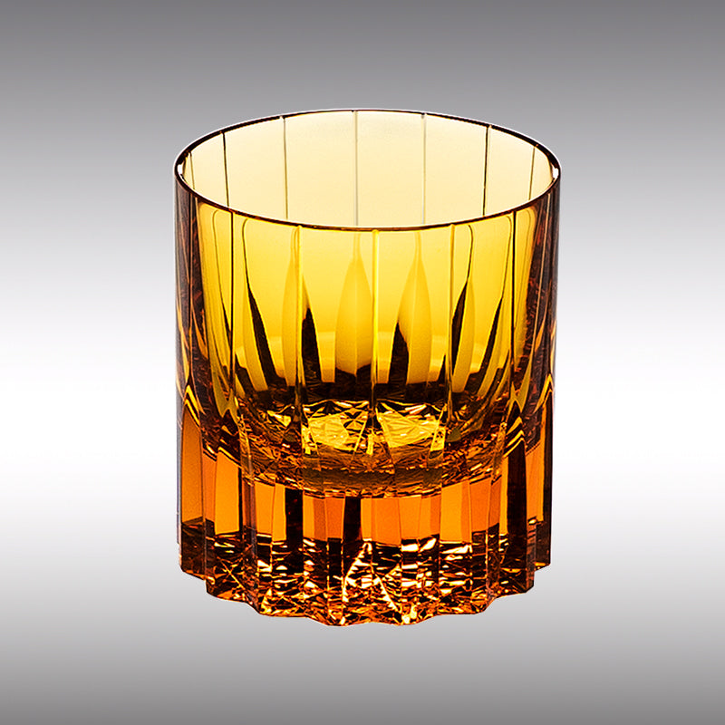 Togane | Multi-farvede Kiriko-stil whiskyglas med trææske | Lersk
