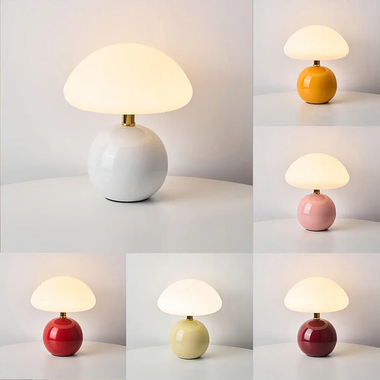 Lampe de table Lyvara Cream Mushroom en céramique et PVC style Bauhaus | Lersk