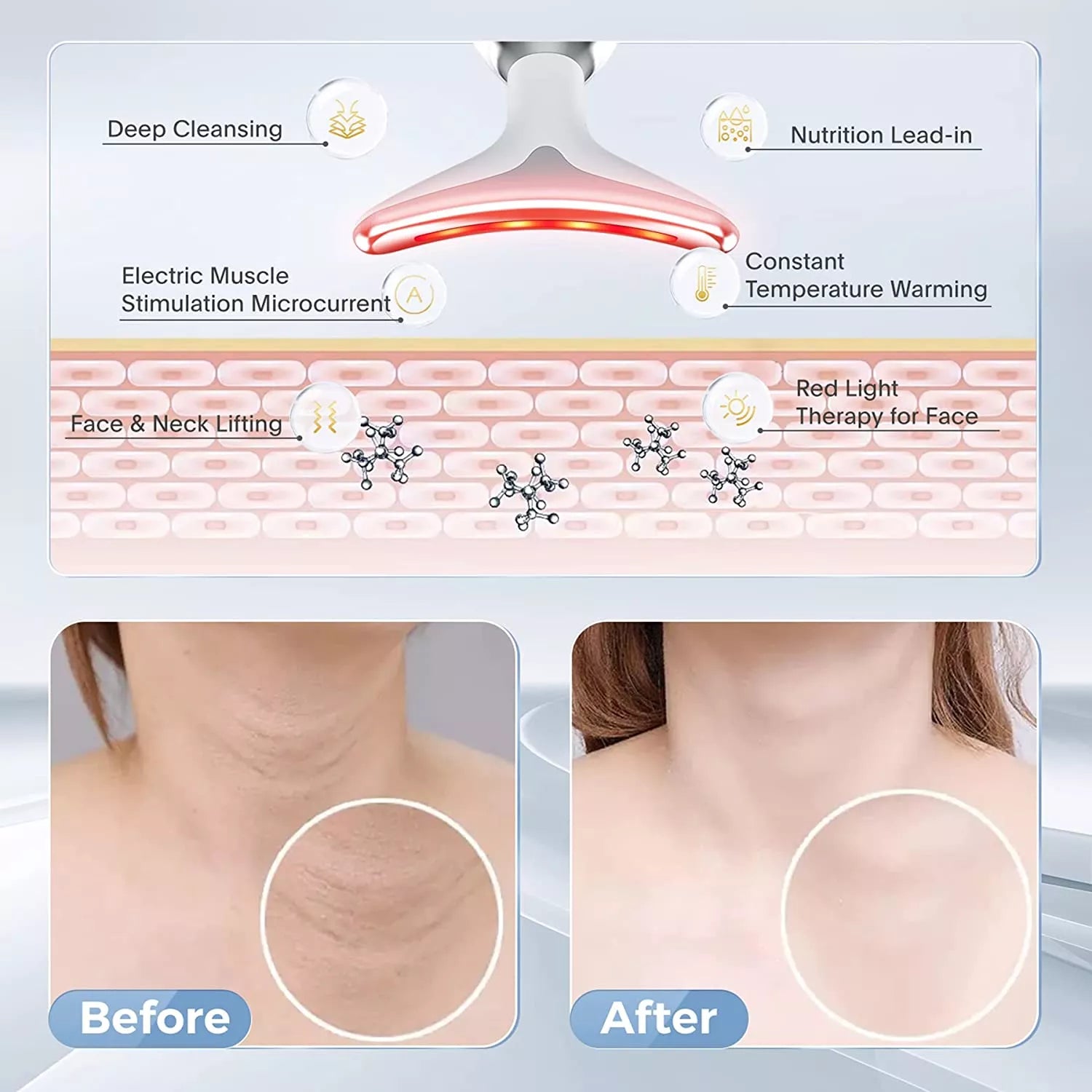 Lumiva masseur visage et cou EMS 7-en-1 pour raffermissement | Lersk