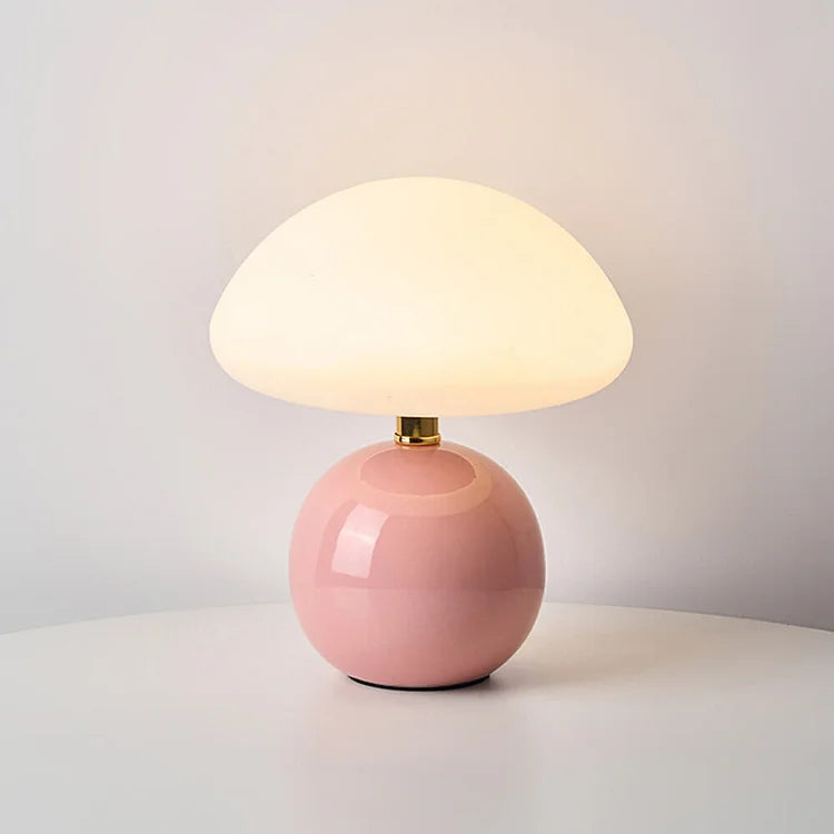 Calvryn Cream Mushroom Table Lamp in Vintage Bauhaus Style for Living Rooms | Lersk