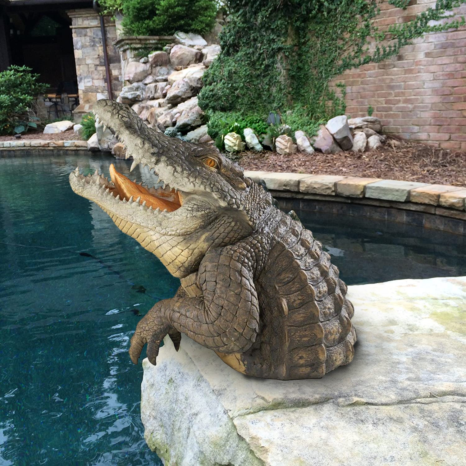Garten-Sumpf-Alligator-Statue für Außenbereich, Gartendekoration und Gartenornament-Ausstellungskunst | Lersk