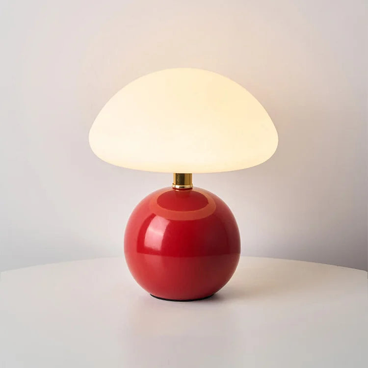 Lampe de table Lyvara Cream Mushroom en céramique et PVC style Bauhaus | Lersk