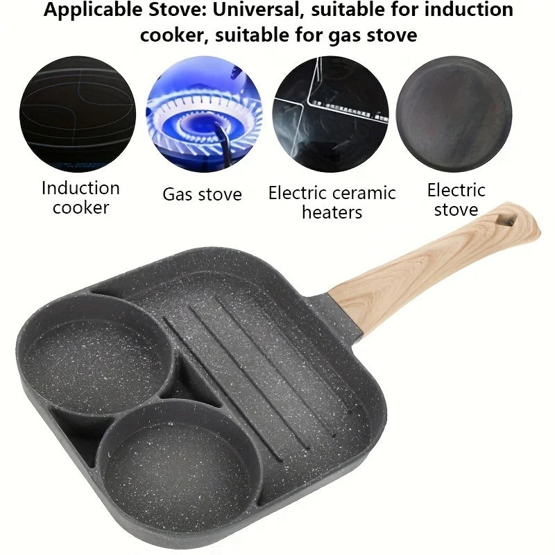 3 In 1 Non Stick Frying Pan With Sections Home Cooks | Lersk