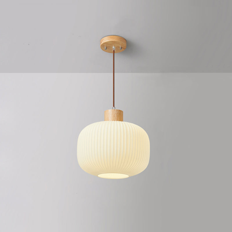TimberGlow Wood and Glass Pendant Lamp with LED Lighting | Lersk