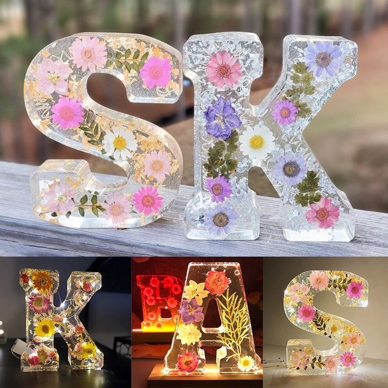 Dried Flower Letters Night Light Elegant Alphabet Lamp For Home Decor And Gift Idea | Lersk