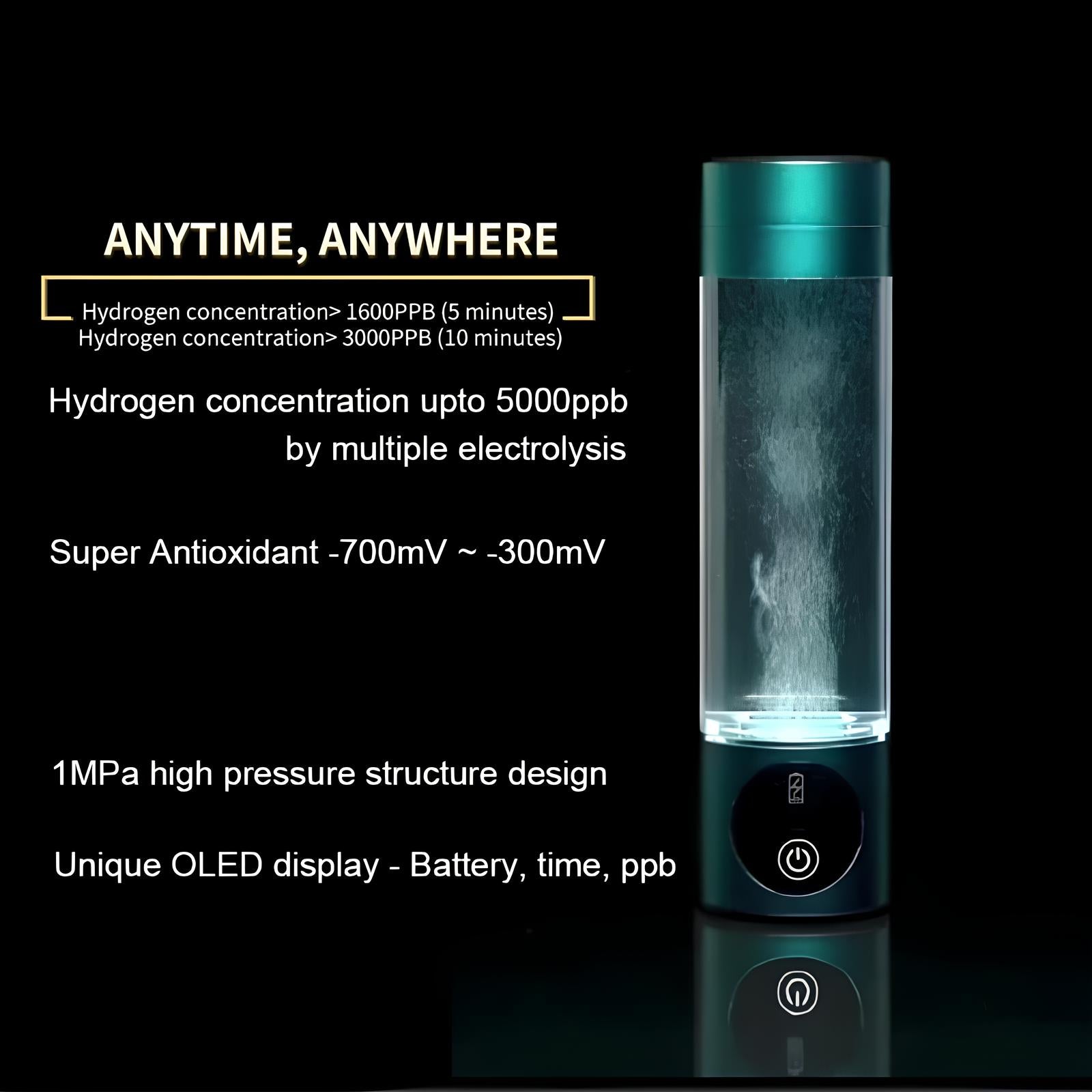 AuroraHydro 5000ppb Hydrogen Water Bottle for On-The-Go Hydration | Lersk