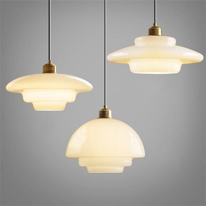 Astria Ivory Glass Pendant Light For Retro 1950s Interiors | Lersk