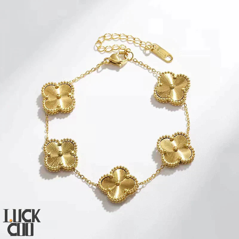 Liora Clover Charm Bracelet Four Floral Charms 14K Gold Plated Stainless Steel | Lersk