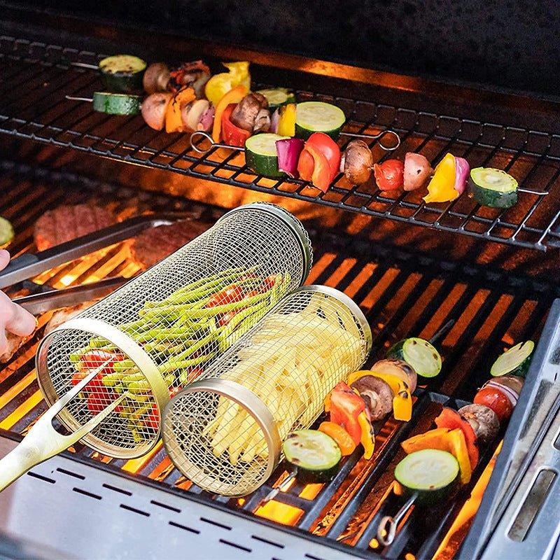 Grill Basket For Veggies Nonstick Rolling Bbq Even Cooking | Lersk