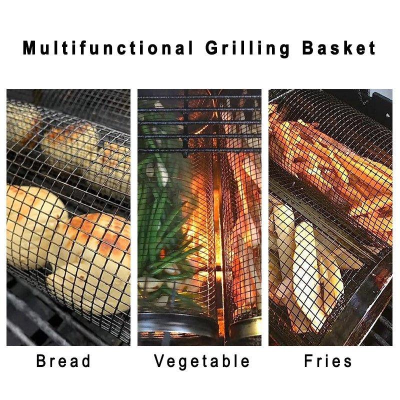 Grill Basket For Veggies Nonstick Rolling Bbq Even Cooking | Lersk