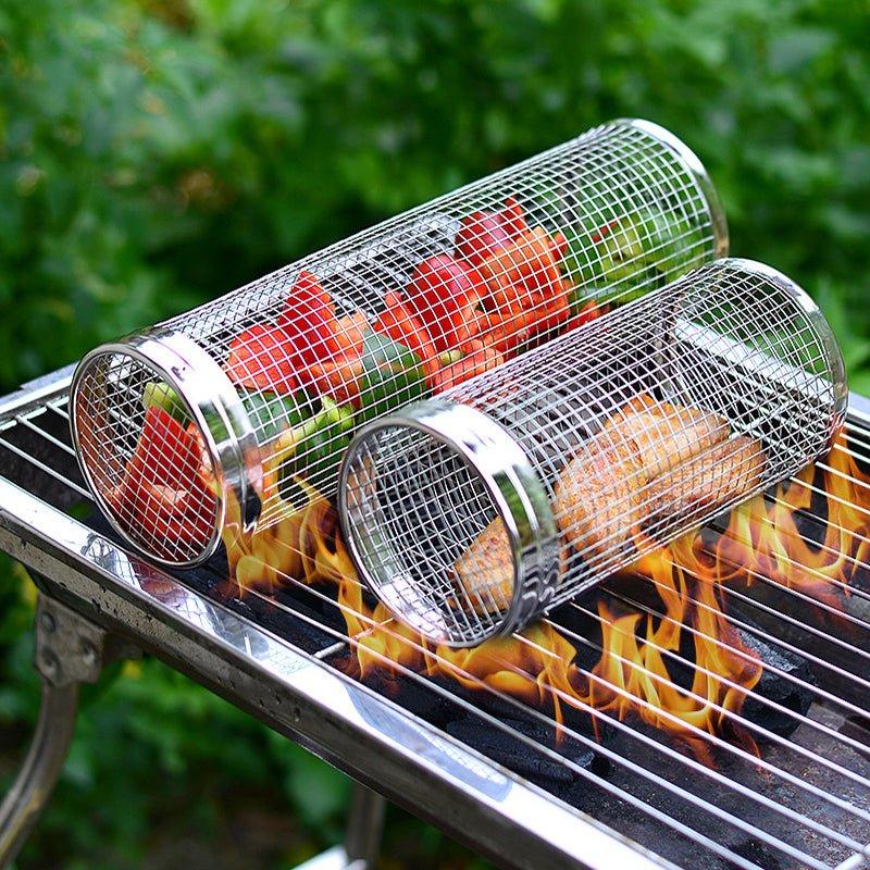 Grill Basket For Veggies Nonstick Rolling Bbq Even Cooking | Lersk