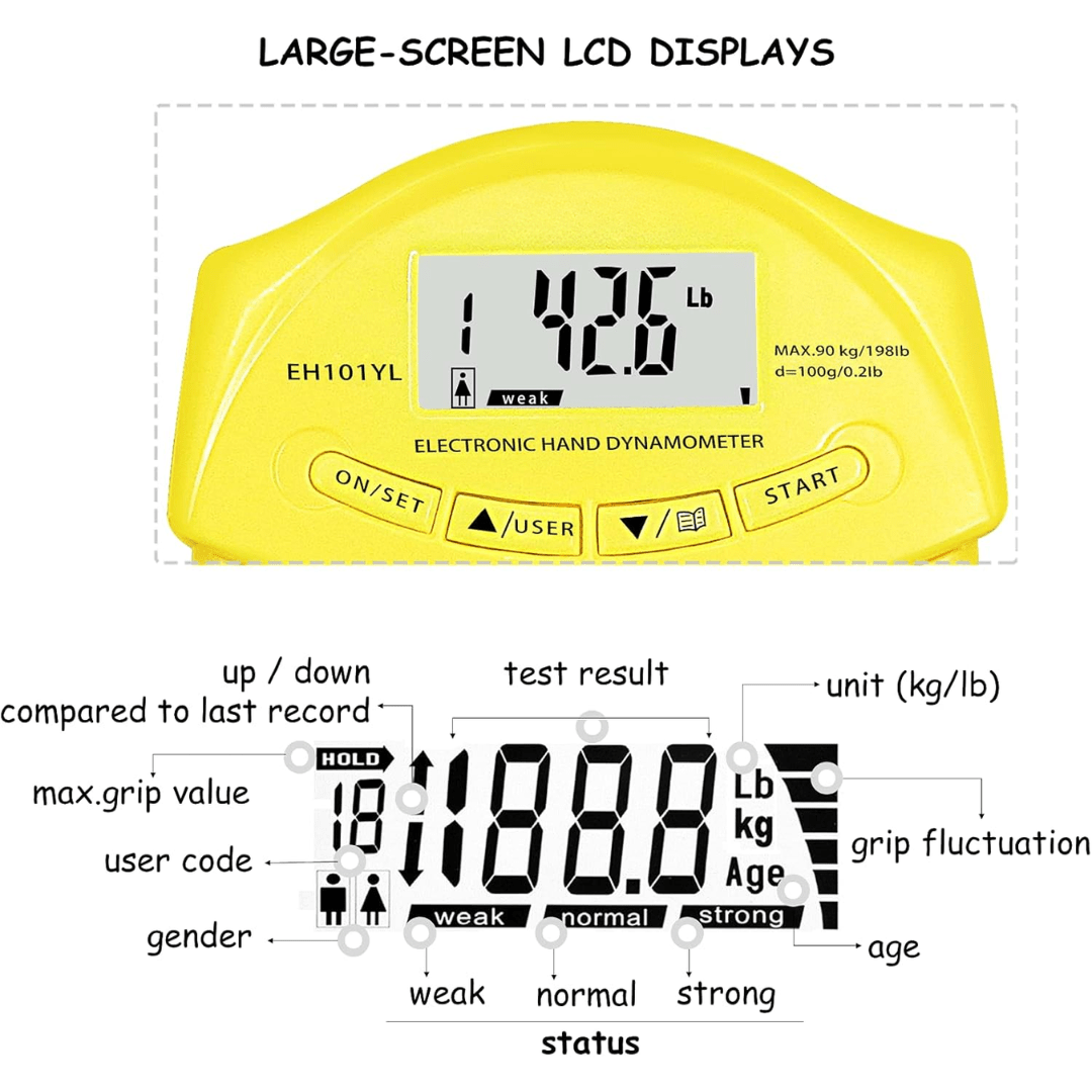 HANDPOWER PRO Digital hånddynamometer for presis måling av grepstyrke opptil 90 kg | Lersk