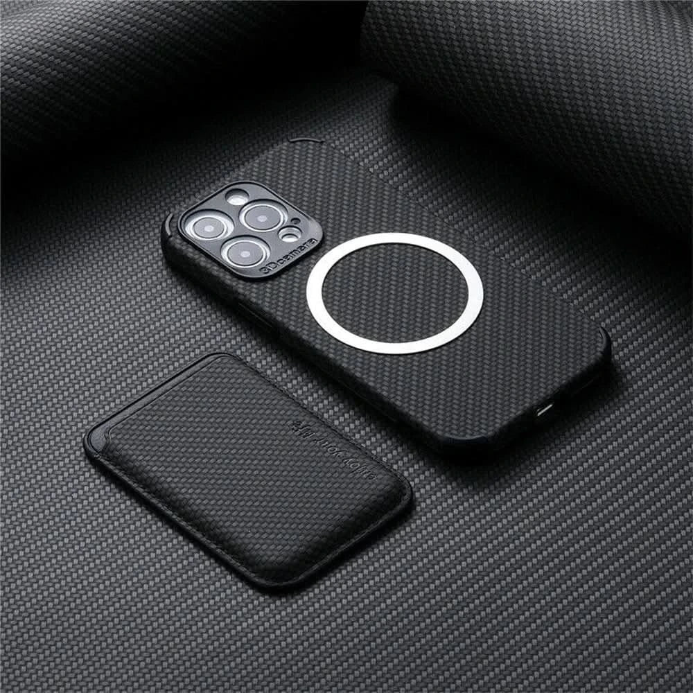MagSafe Wallet Phone Case With Carbon Fiber Protection For iPhone Slim Protective Design | Lersk