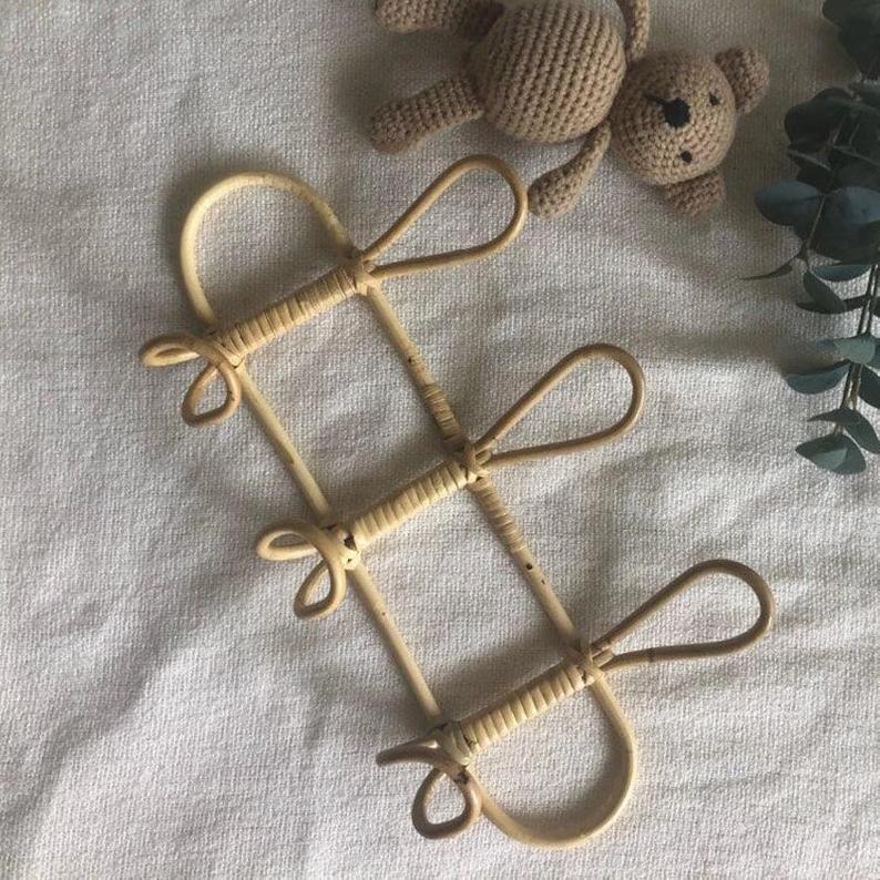 Rattan 3-Hook Wall Hanger for Nursery and Bedroom Decor | Lersk