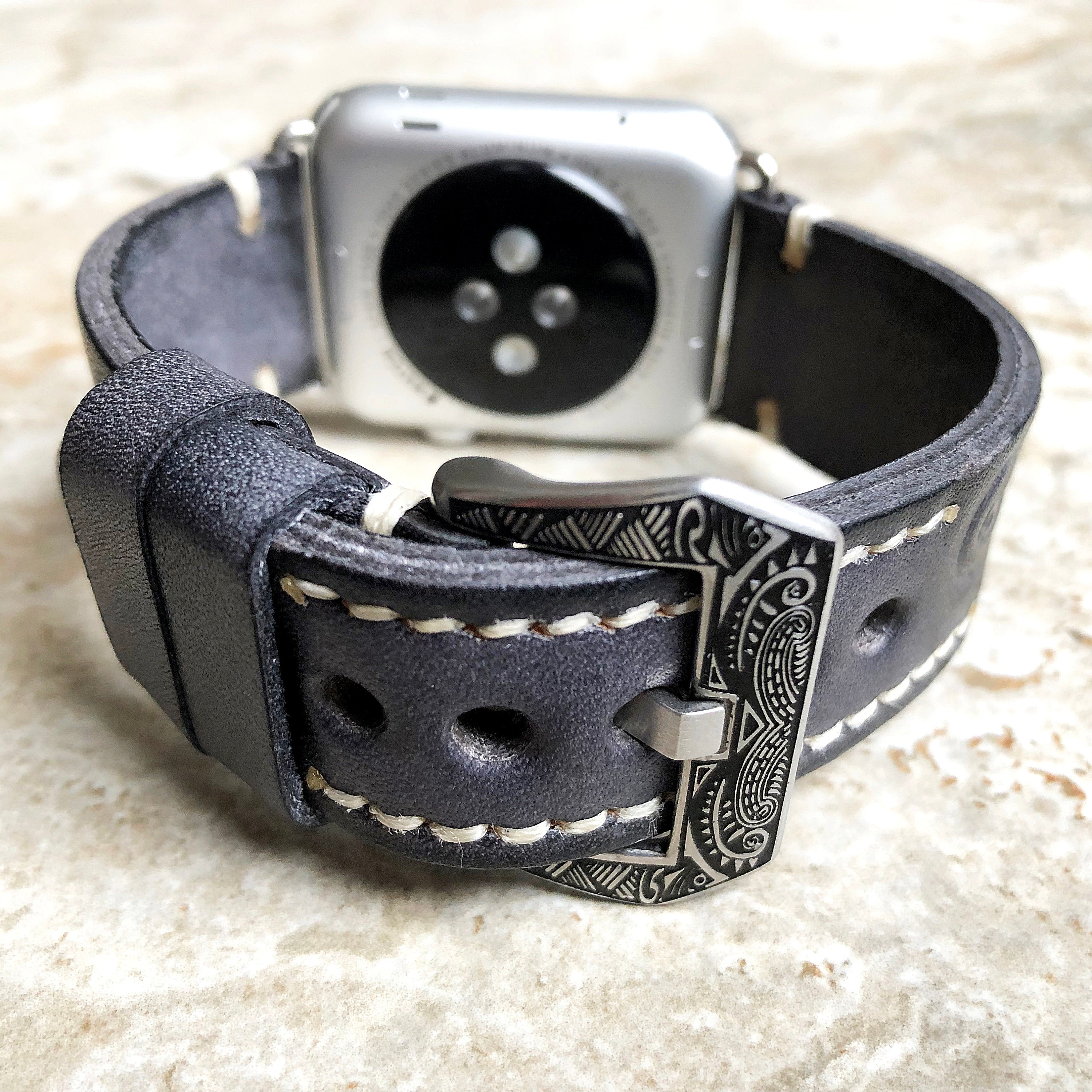 Sera Hand-Engraved Embossed Leather Band for Apple Watch | Lersk