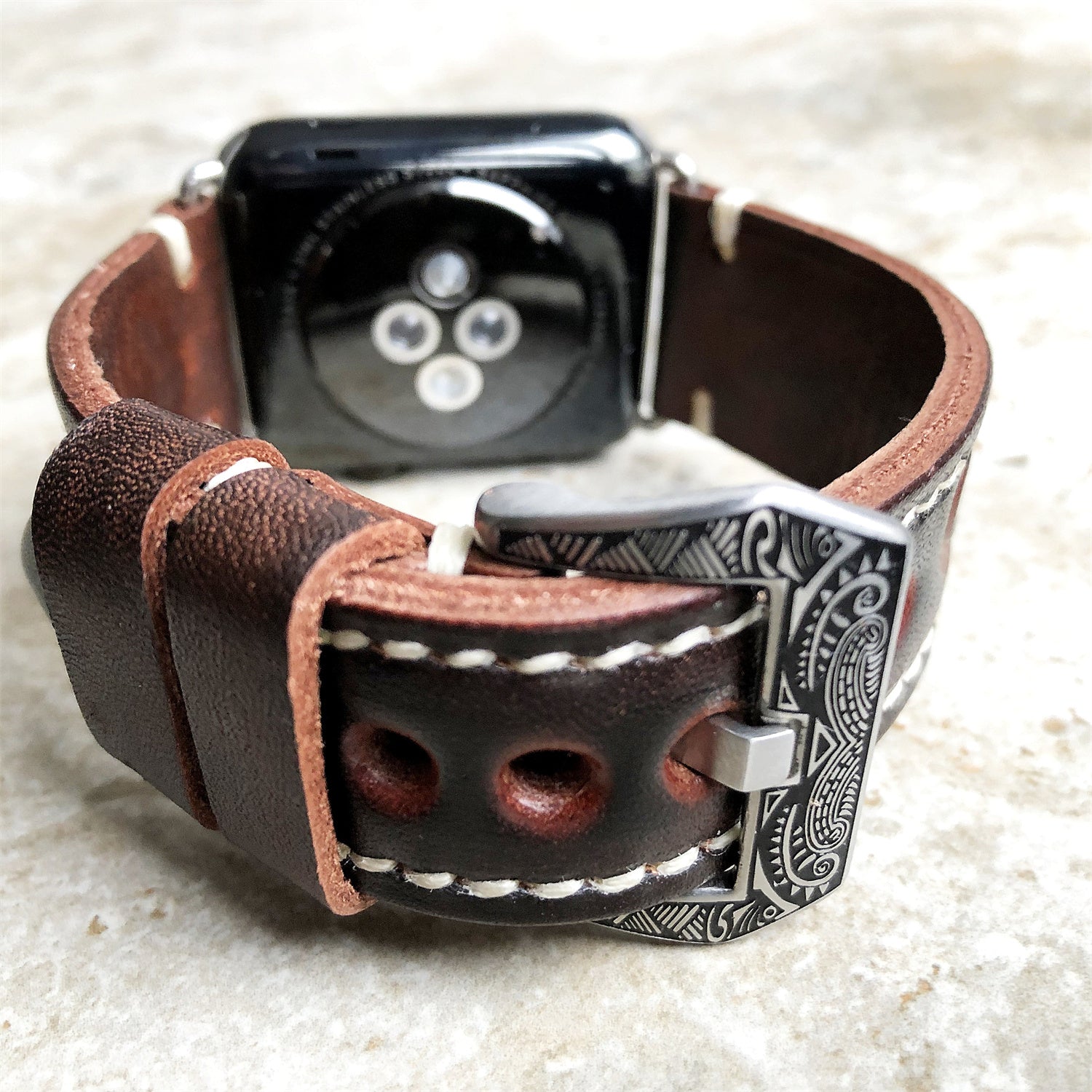 Sera Hand-Engraved Embossed Leather Band for Apple Watch | Lersk