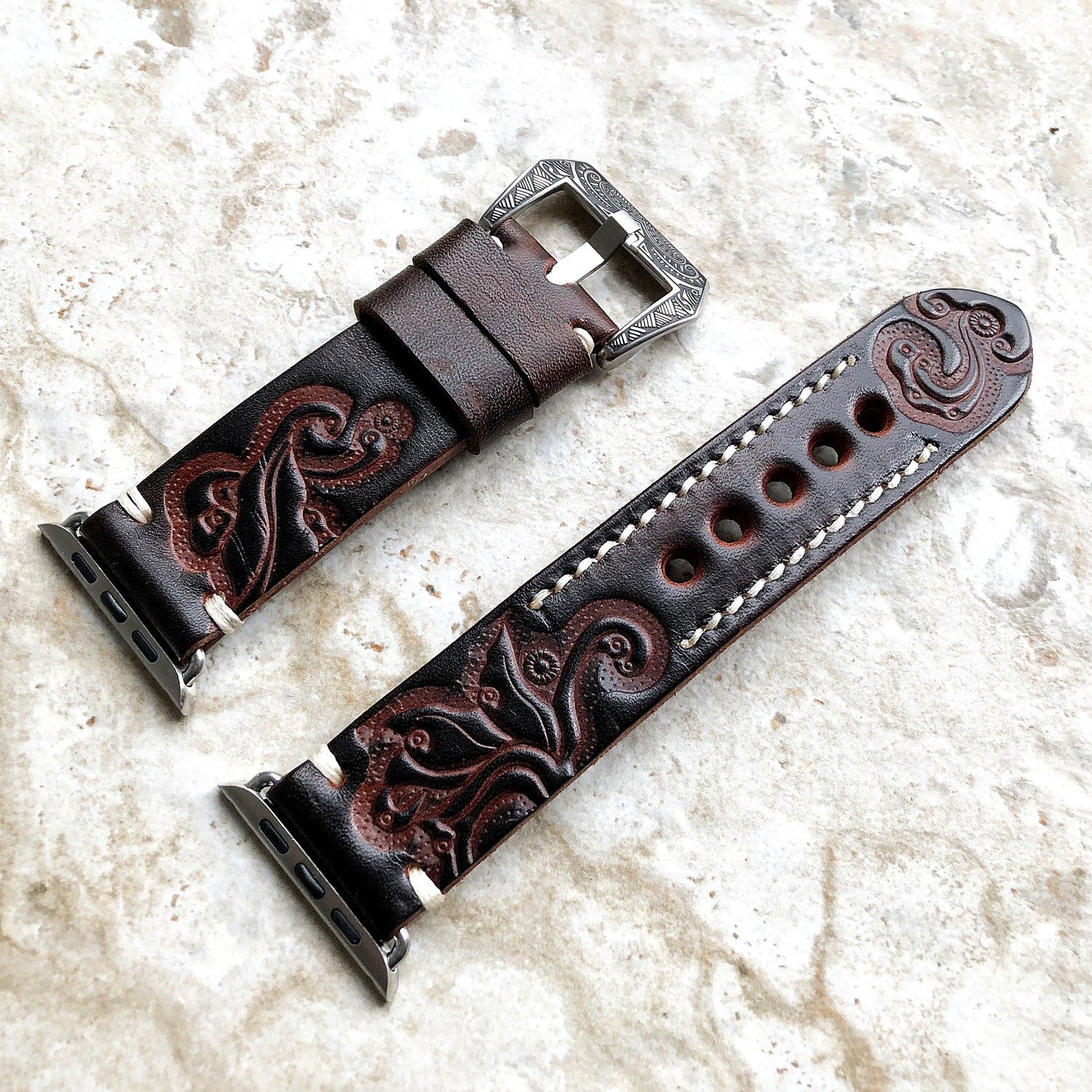 Sera Hand-Engraved Embossed Leather Band for Apple Watch | Lersk