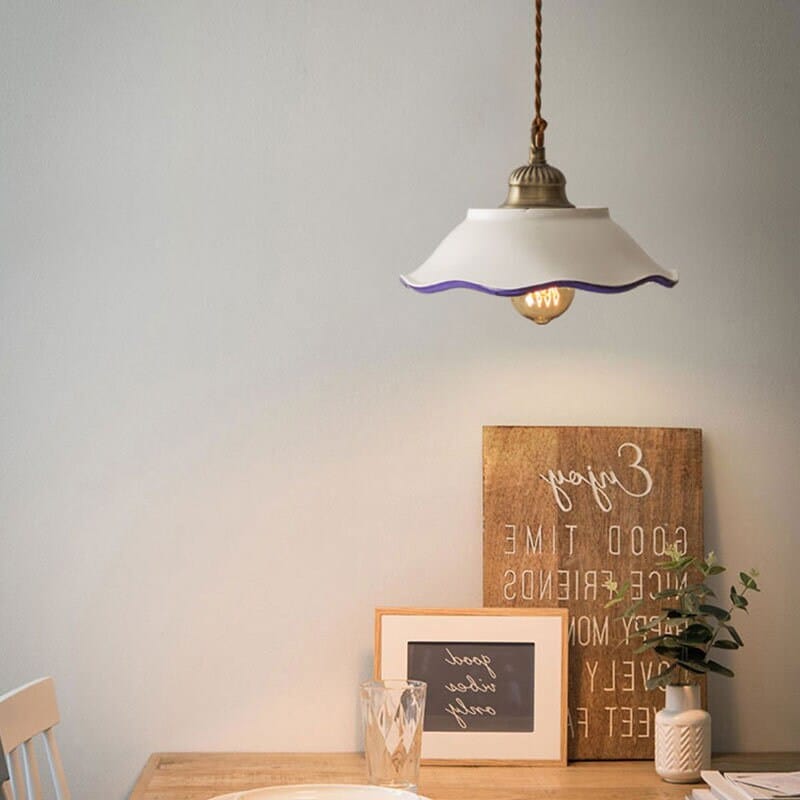 Lisboa LED Pendant Light, Ceramic Plate in Portuguese Tile Style, Bulb Included | Lersk