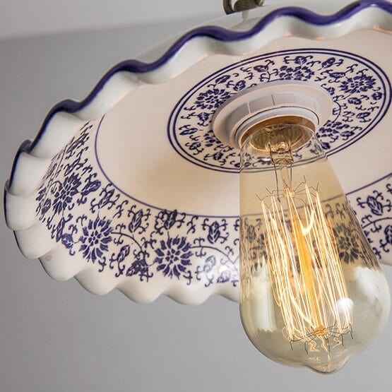 Lisboa LED Pendant Light, Ceramic Plate in Portuguese Tile Style, Bulb Included | Lersk