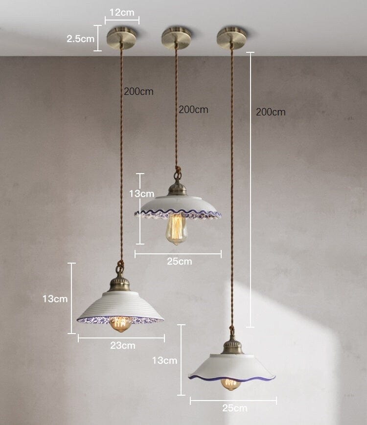 Lisboa LED Pendant Light, Ceramic Plate in Portuguese Tile Style, Bulb Included | Lersk