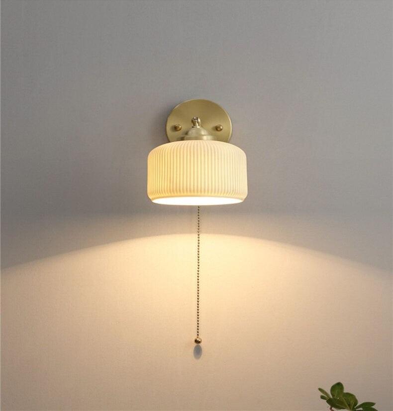 Maribel | Egg-Shaped Ribbed Ceramic Wall Light - Bulb Included | Lersk