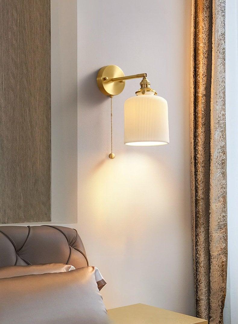 Maribel | Egg-Shaped Ribbed Ceramic Wall Light - Bulb Included | Lersk