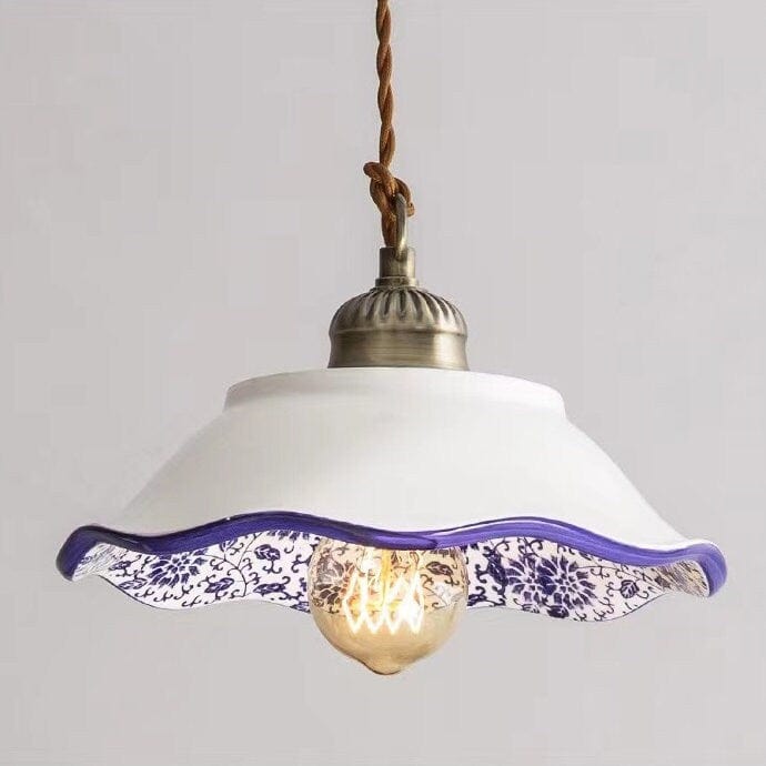 Lisboa LED Pendant Light, Ceramic Plate in Portuguese Tile Style, Bulb Included | Lersk
