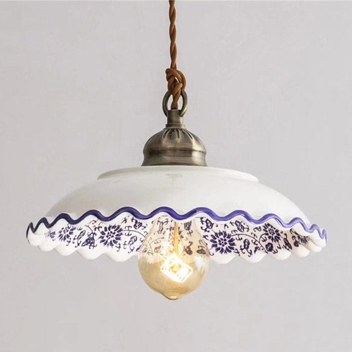 Lisboa LED Pendant Light, Ceramic Plate in Portuguese Tile Style, Bulb Included | Lersk