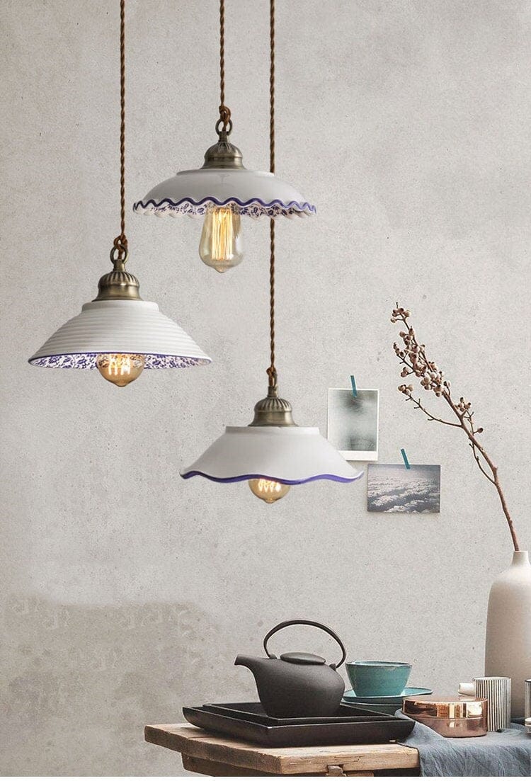 Lisboa LED Pendant Light, Ceramic Plate in Portuguese Tile Style, Bulb Included | Lersk