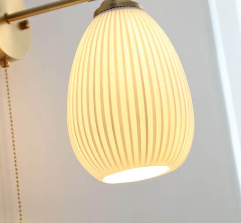 Maribel | Egg-Shaped Ribbed Ceramic Wall Light - Bulb Included | Lersk