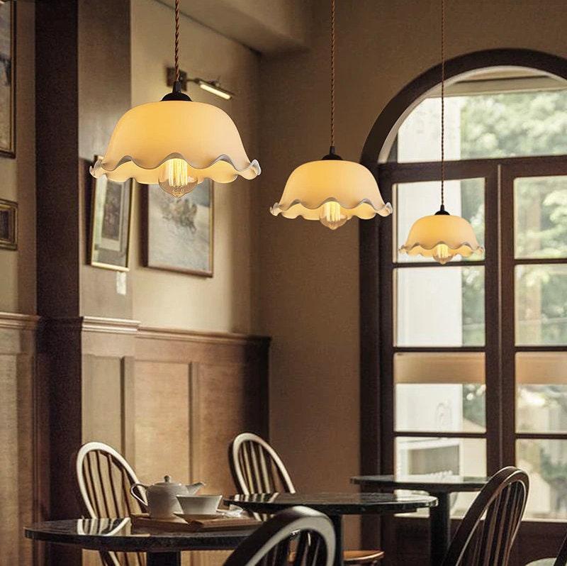 Aurelle | French Vintage Opaline Glass LED Pendant With Handkerchief-Style Shade, Bulb Included | Lersk