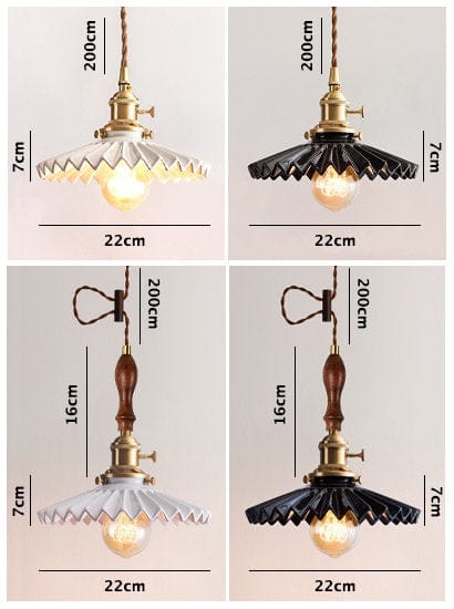 Liora | Art Deco Pleated Tutu Pendant LED Light in Glazed Ceramic - Bulb Included | Lersk